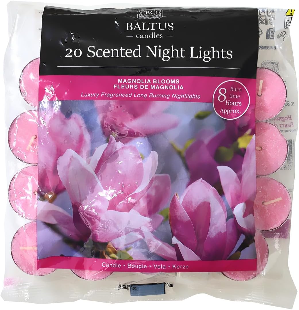20pc Scented Tealights Night Candle Magnolia Blooms 8hrs Burning Time by Baltus