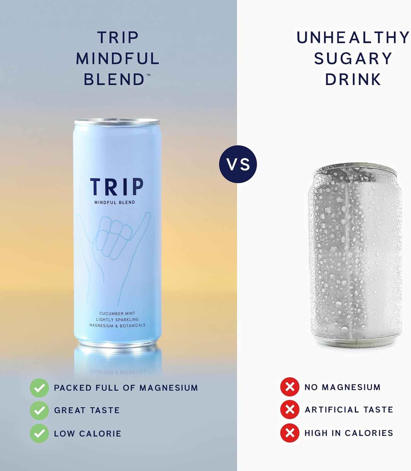 TRIP Mindful Blends - Mixed Pack Sparkling Drink with 1440MG Magnesium + Lion’s Mane + Chamomile + Lemon Balm. Low Calorie and Vegan (Pack of 12 x 250ml)
