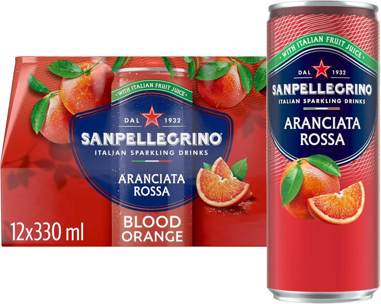 San Pellegrino Italian Sparkling Drinks Tastefully Light Sparkling Lemon & Mint Canned Soft Drink 12 x 330ml, 74 kCals per Can