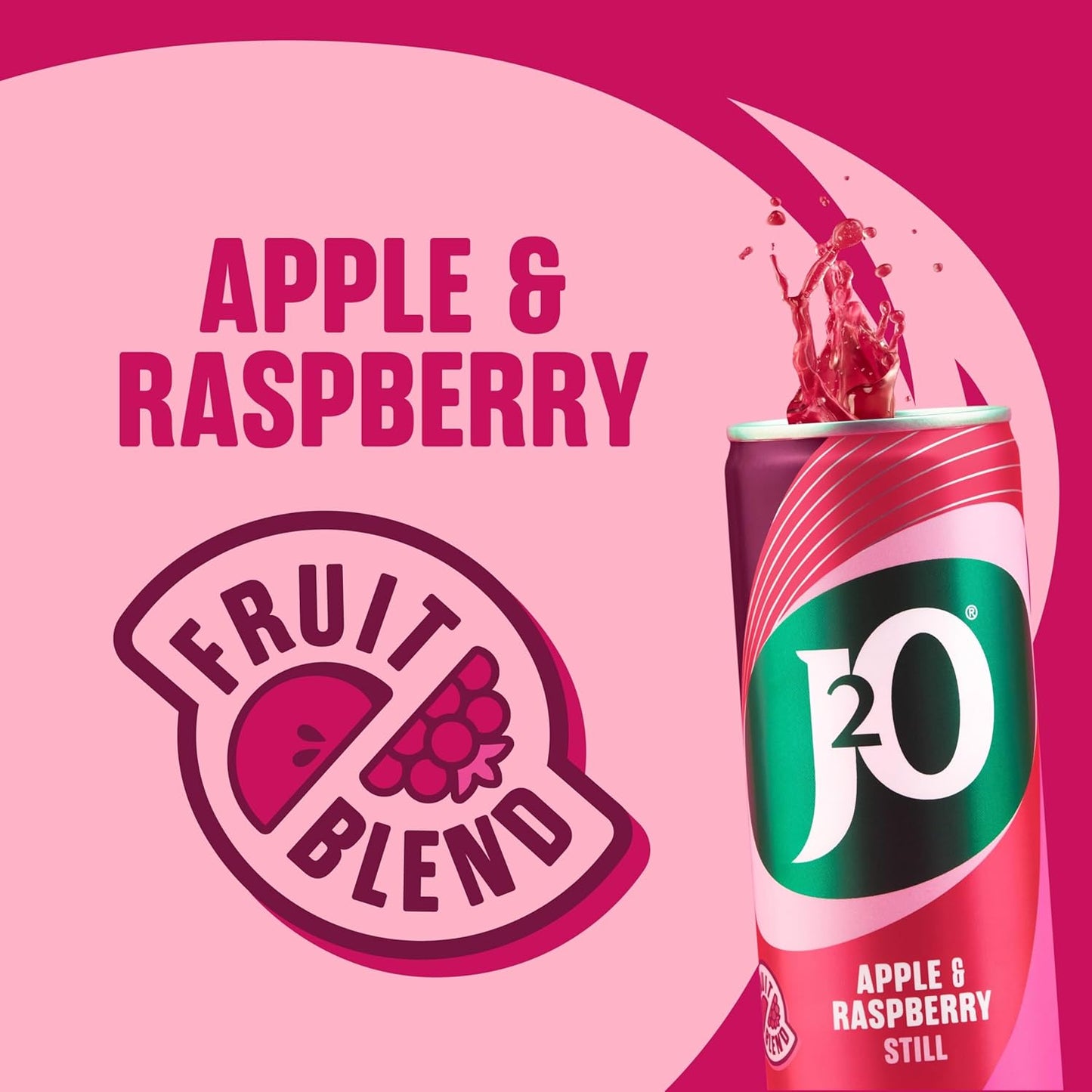 J2O Fruit Juice, Apple and Raspberry, 250ml Cans (Pack of 12)