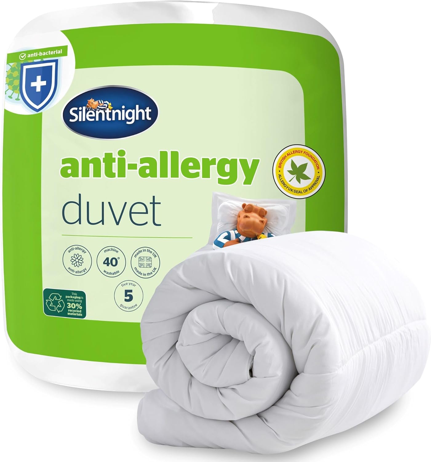 Silentnight Anti Allergy Super-King Size Duvet 10.5 Tog - All Year Round Winter Quilt Duvet Anti-Bacterial and Machine Washable with Allergy UK Approved Anti Allergy Fibres - Super-King Size Bed