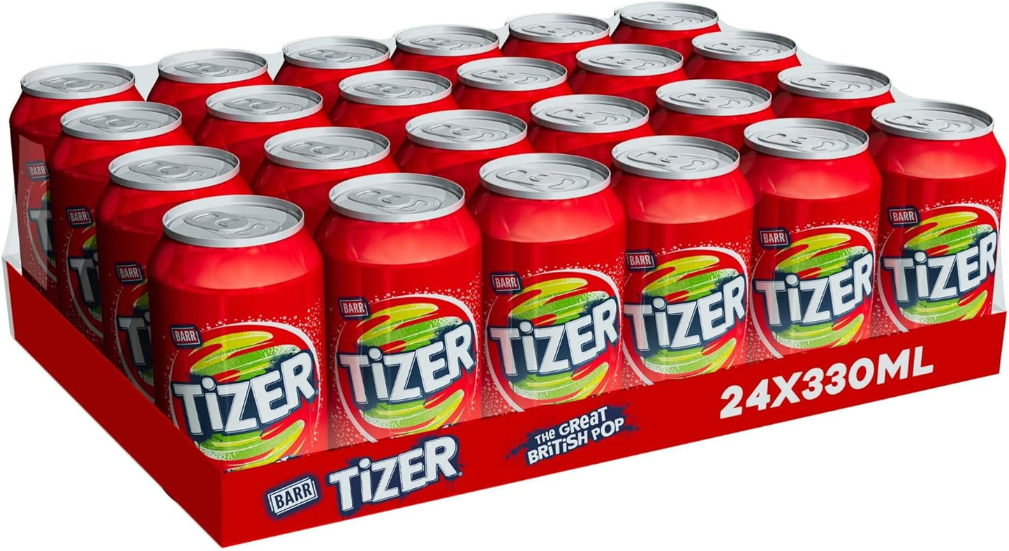 BARR Tizer 24 Pack Citrus Flavoured Fizzy Drink "Fizzingly Fun" - 24 x 330ml Cans