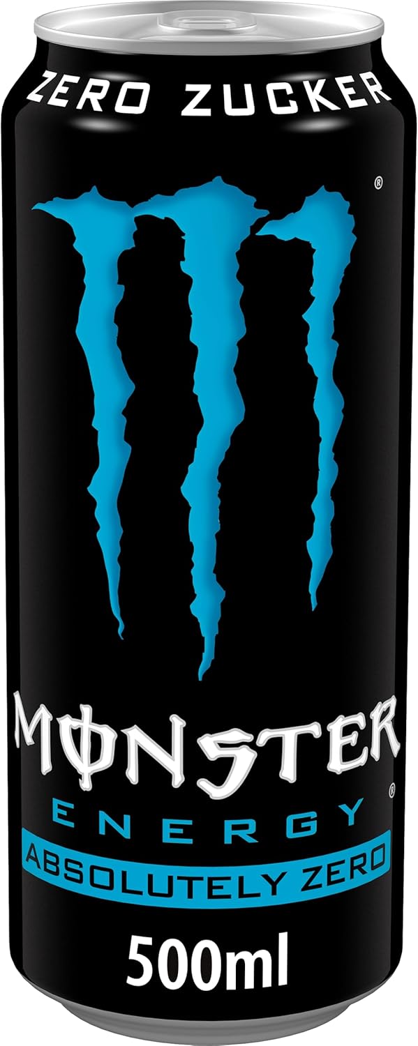 Monster Energy Absolutely Zero Can, Sugar Free Energy Drink, Energy, with Taurine and Caffeine, Set of 12, 12 x 0.5l