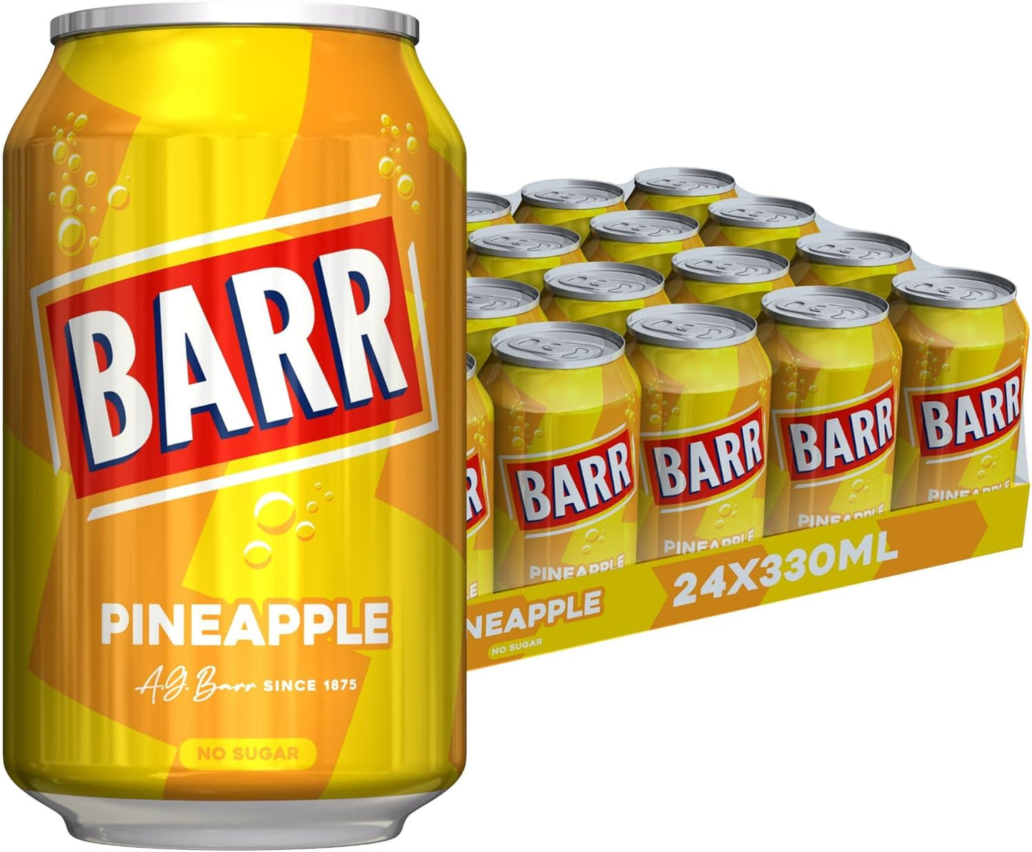 BARR Tizer 24 Pack Citrus Flavoured Fizzy Drink "Fizzingly Fun" - 24 x 330ml Cans