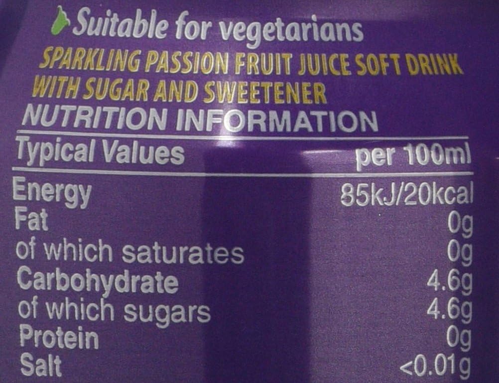 Rubicon Sparkling Passion Fruit Juice Drink 330 ml x 8 (Pack of 3, Total 24 Cans)
