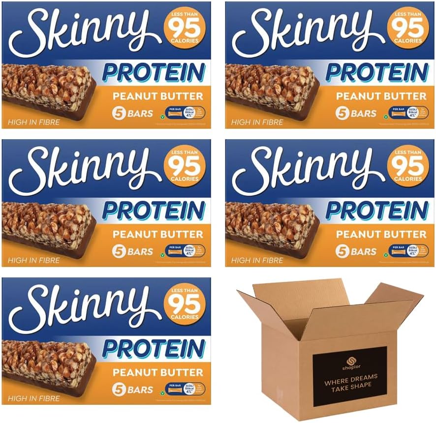 Skinny Protein Bars – Low Calorie High Fibre Healthy Snack Bars Under 95 Calories | Protein Treats for Weight Loss & Slimming Plans, Cereal Bars Healthy Snacks (Pack 3(15 Bars), Salted Caramel)