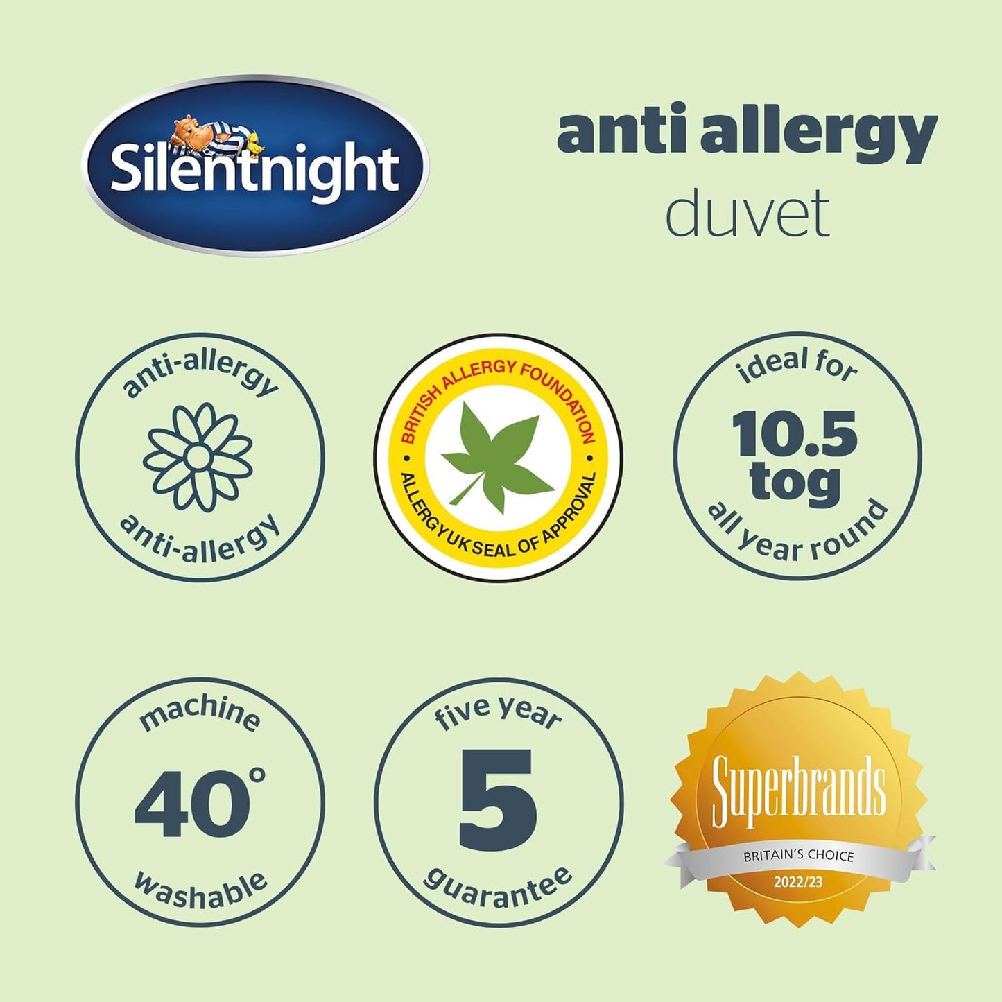 Silentnight Anti Allergy Super-King Size Duvet 10.5 Tog - All Year Round Winter Quilt Duvet Anti-Bacterial and Machine Washable with Allergy UK Approved Anti Allergy Fibres - Super-King Size Bed