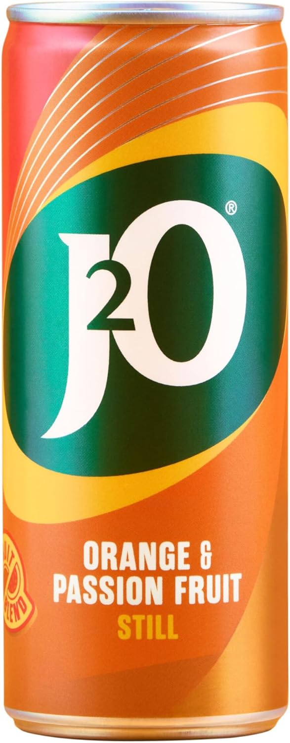 J2O Fruit Juice, Orange and Passion Fruit, 250ml Cans (Pack of 12)