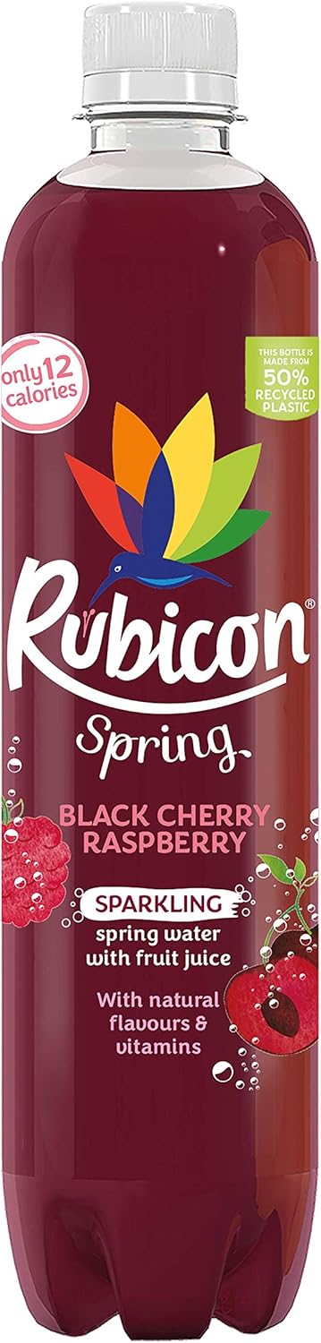Rubicon Spring Black Cherry Raspberry Flavoured Sparkling Spring Water 500 ml (Pack of 12)