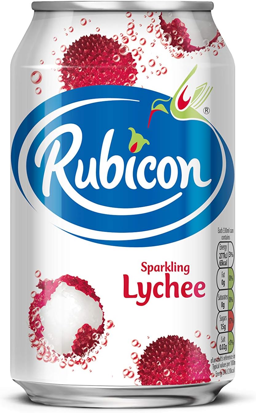 Rubicon Sparkling Lychee Juice Drink Cans, 24 x 330 ml (Packaging May Vary)