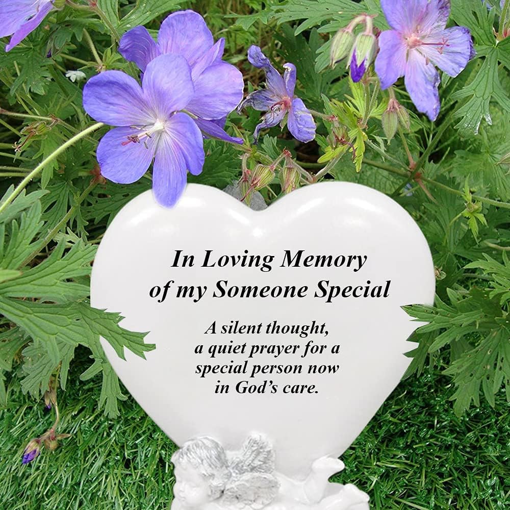 Memorial Heart Plaques Grave Cherub Ornaments - Personalised Grave Decoration Plaques, Cherub, Engraved with Remembrance Quotes in Loving Memory of your Special Ones (Someone Special)