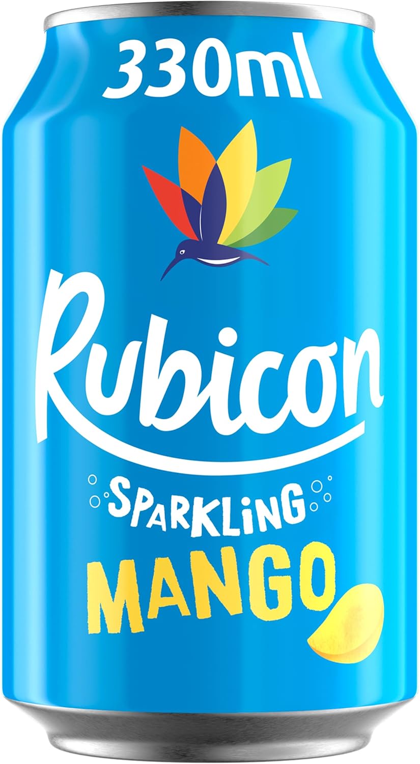 Rubicon 18 Pack Sparkling Mango Flavoured Fizzy Drink with Real Fruit Juice, Handpicked Fruits for a Temptingly Intense Taste "Made of Different Stuff" - 18 x 330ml Cans