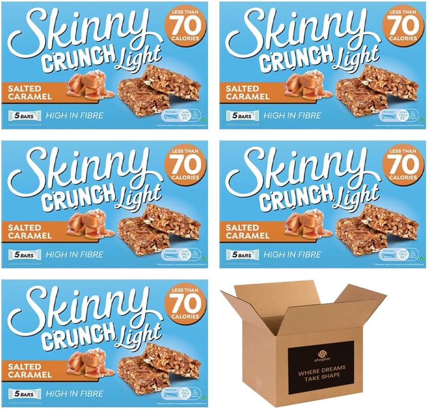 5 × Skinny Crunch Snack Bars – Less Than 90 Calories | High Fibre Cereal Bars Milk Chocolate Flavoured Coating | Snacks for Kids and Adults | Sweet Treat Gifts (Pack 3(15-Bars), Orange)
