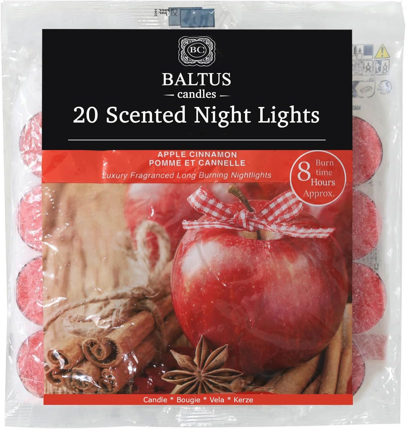 20pc Scented Tealights Night Candle Apple Cinnamon 8hrs Burning Time by Baltus