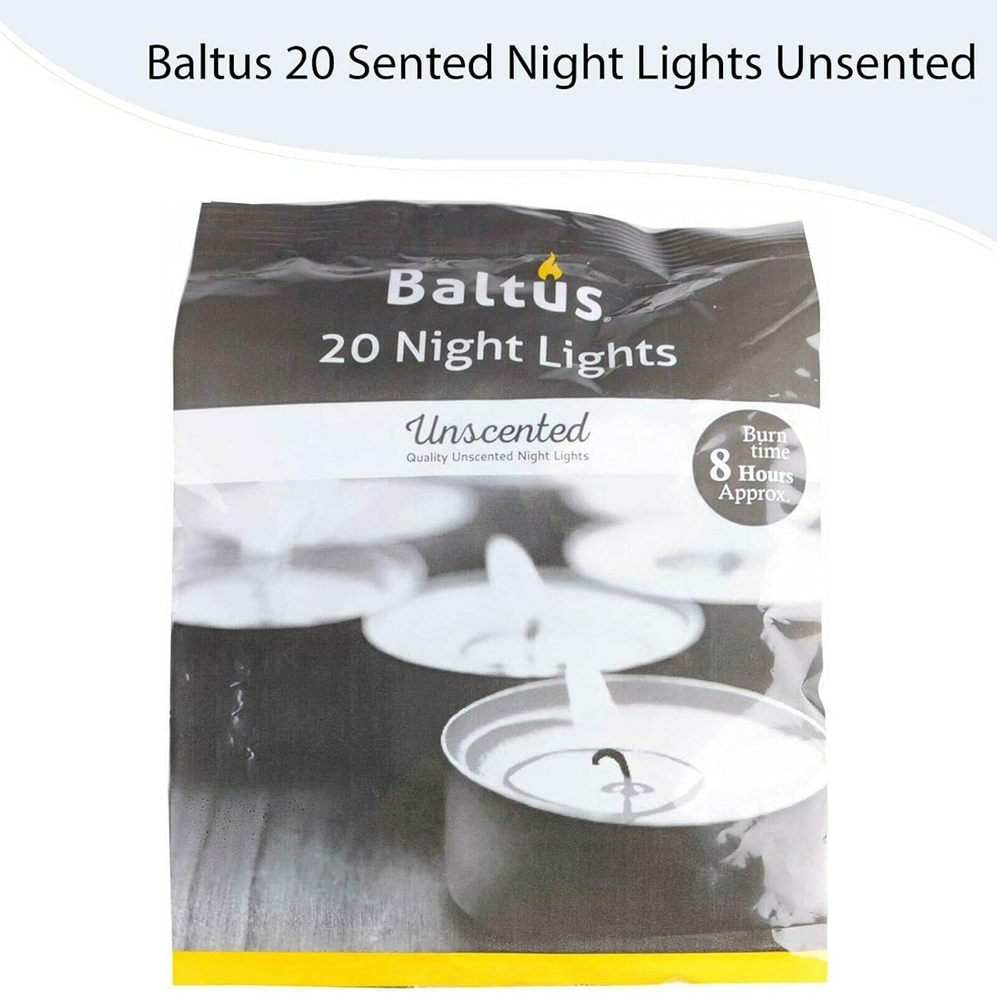 Baltus Pack of 20 Unscented Wax Night Lights Tealights Candles 8 Hour Burn Time