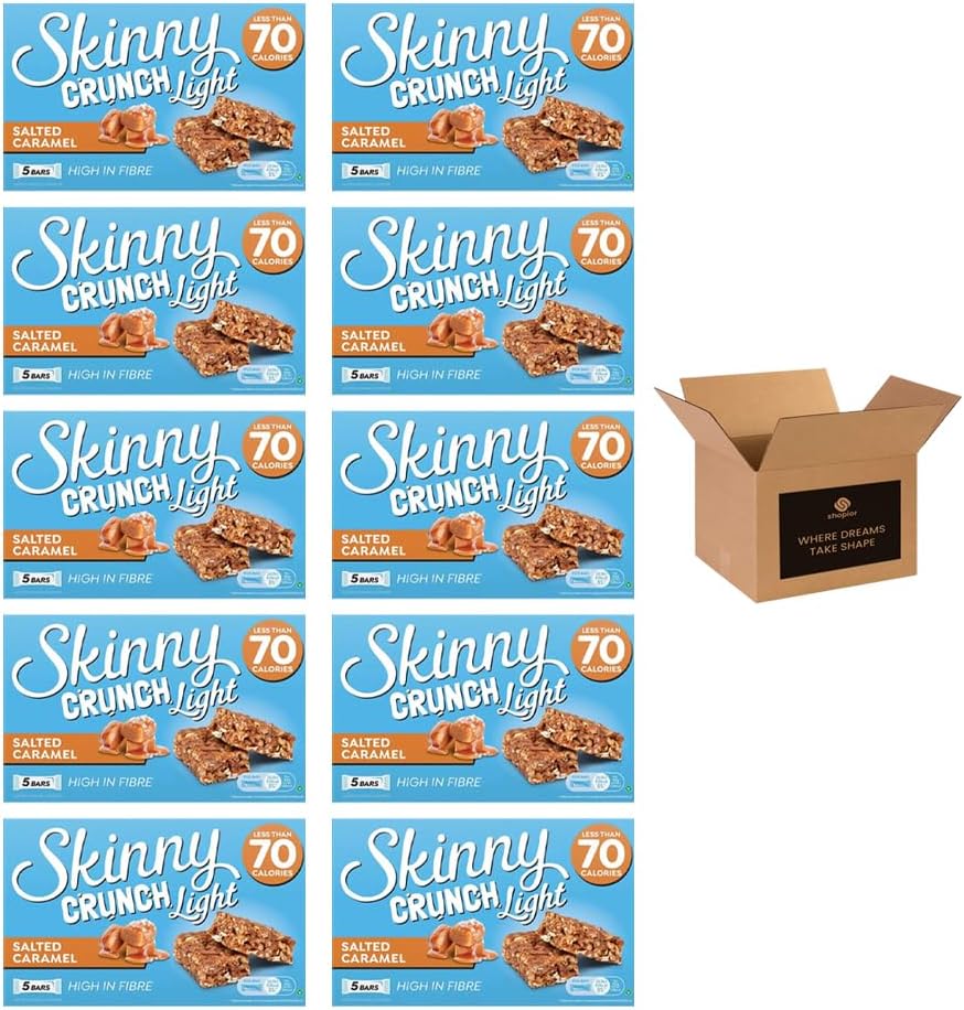 5 × Skinny Crunch Snack Bars – Less Than 90 Calories | High Fibre Cereal Bars Milk Chocolate Flavoured Coating | Snacks for Kids and Adults | Sweet Treat Gifts (Pack 3(15-Bars), Orange)