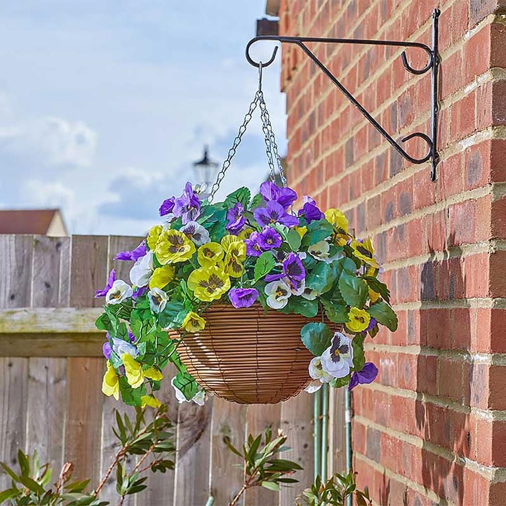 36cm 14Inch Hanging Wicker Basket Planters – Natural Rattan Willow Hanging Flower Pots with Polythene Liner & Metal Chain – Large Decorative Hanging Planters for Indoor & Outdoor Garden, Balcony ( 2 )