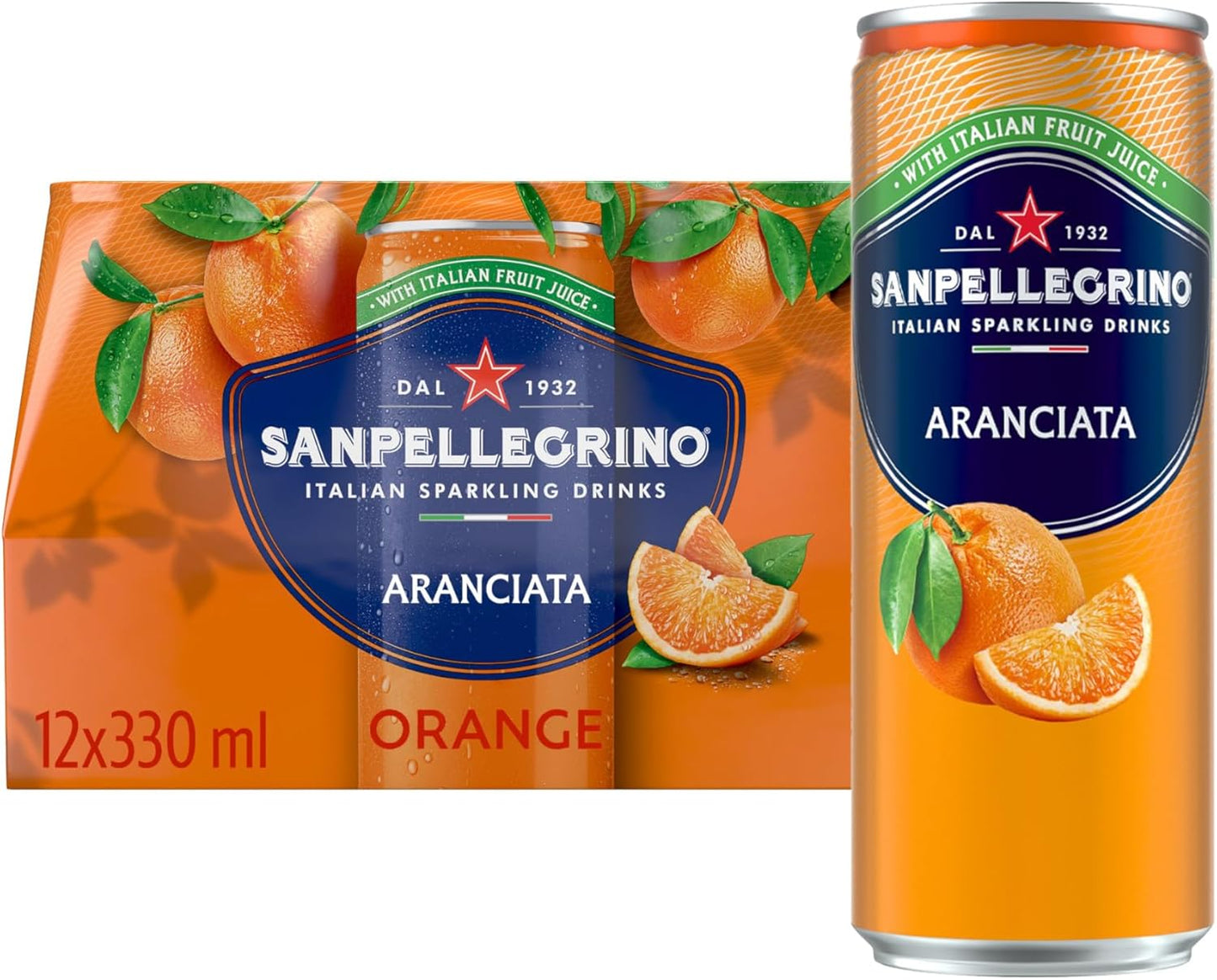 San Pellegrino Italian Sparkling Drinks Tastefully Light Sparkling Lemon & Mint Canned Soft Drink 12 x 330ml, 74 kCals per Can