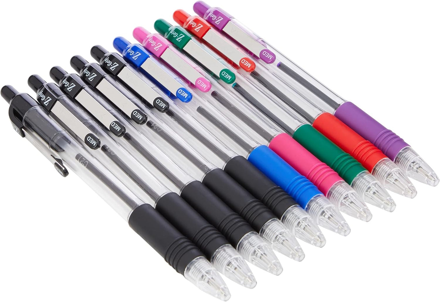 Zebra Pen Z Grip Black Ballpoint Pens with Pocket Clip 8pk, Retractable Black Ink Ballpoint Pens, Reliable Black Biro Pens Multipack for Everyday Use Design, New Pack Size 8pk