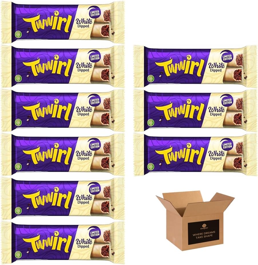 Twwirl White Dipped Chocolate Bar 43g – Creamy White Choco Snacks, Chocolate Candy Bars | Birthday, Xmas, Easter, Halloween & Thank You Gift Treats for Kids and Adults (Pack 3)