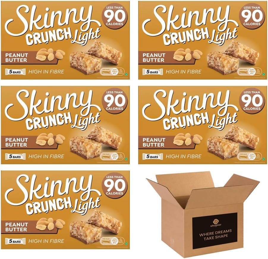 5 × Skinny Crunch Snack Bars – Less Than 90 Calories | High Fibre Cereal Bars Milk Chocolate Flavoured Coating | Snacks for Kids and Adults | Sweet Treat Gifts (Pack 3(15-Bars), Orange)