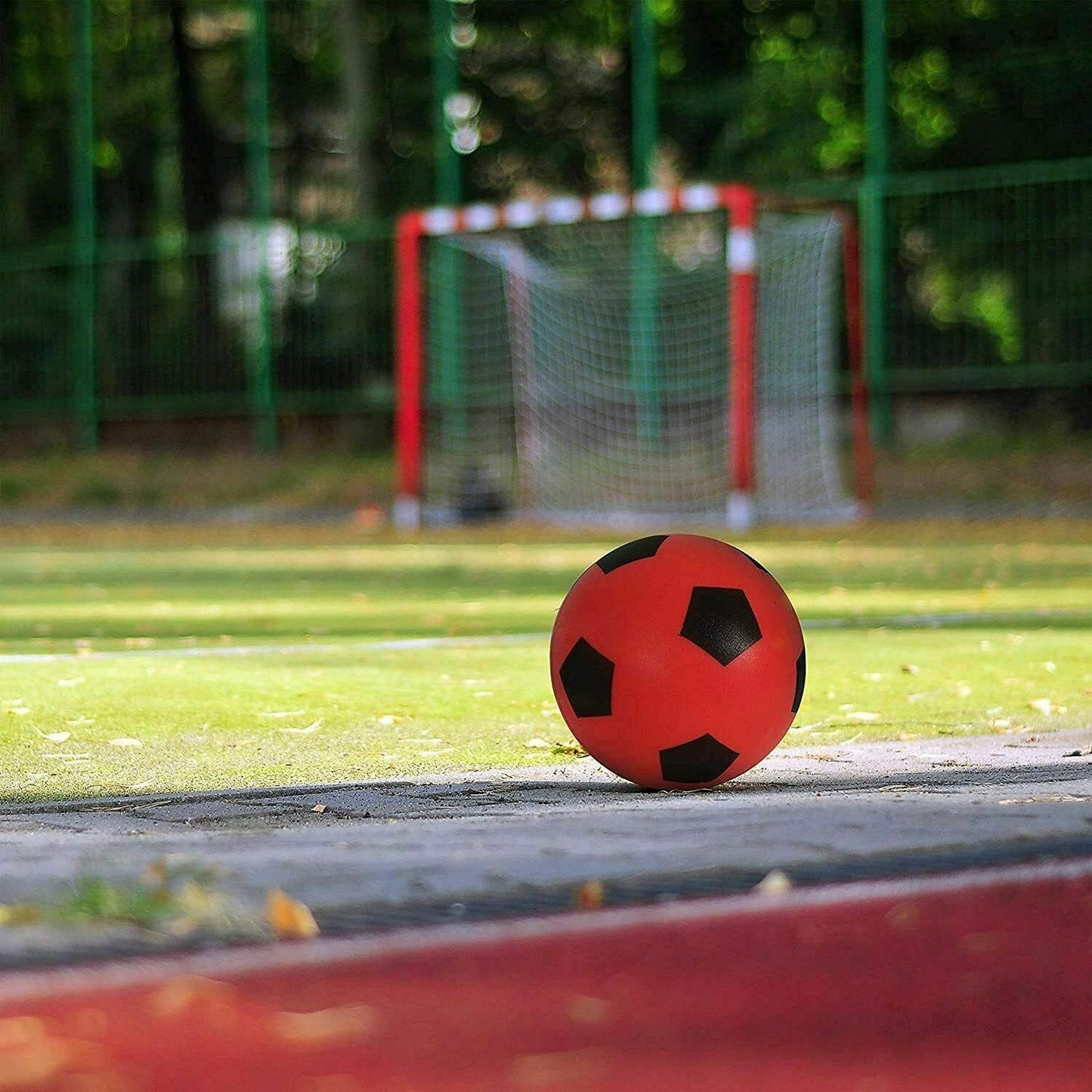 OnlineStreet Size 4 Football - Sponge Foam Soccer Ball; Ideal for Outdoor Games for Kids, Indoor Football, Kids’/Adults’ Garden Games, and Beach Games for Families (17.5 cm) (Red)