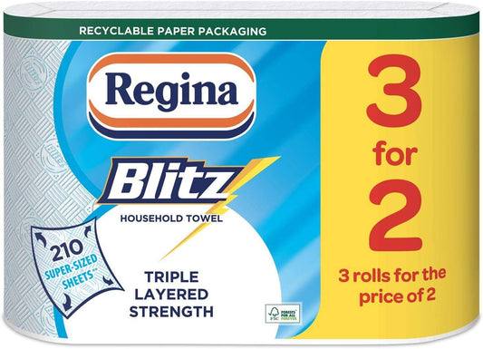 Regina Blitz 12 Rolls Original Kitchen Rolls in Recycled ECO Paper Bag