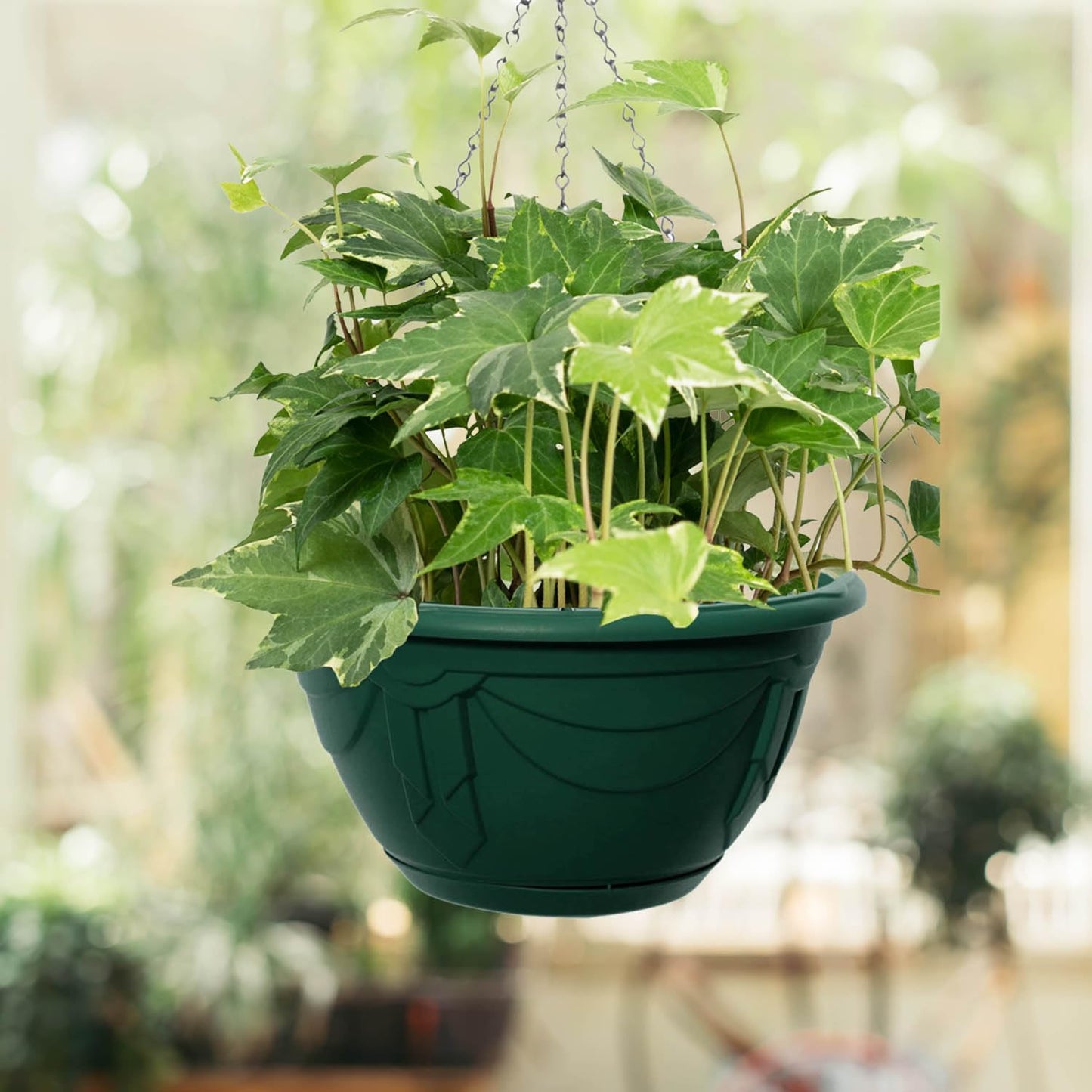 Whitefurze G02074 32cm Venetian Hanging Basket - Forest Green