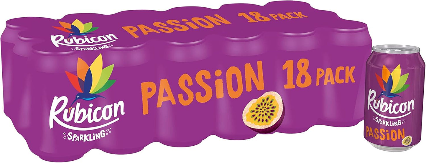 Rubicon 18 Pack Sparkling Mango Flavoured Fizzy Drink with Real Fruit Juice, Handpicked Fruits for a Temptingly Intense Taste "Made of Different Stuff" - 18 x 330ml Cans