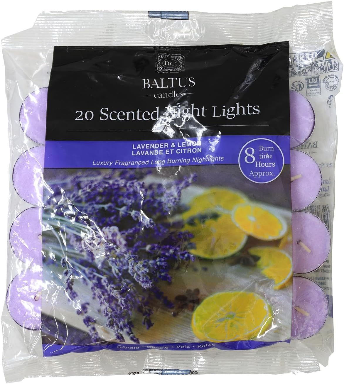 20pc Scented Tealights Night Candle Lavender Lemon 8hrs Burning Time by Baltus
