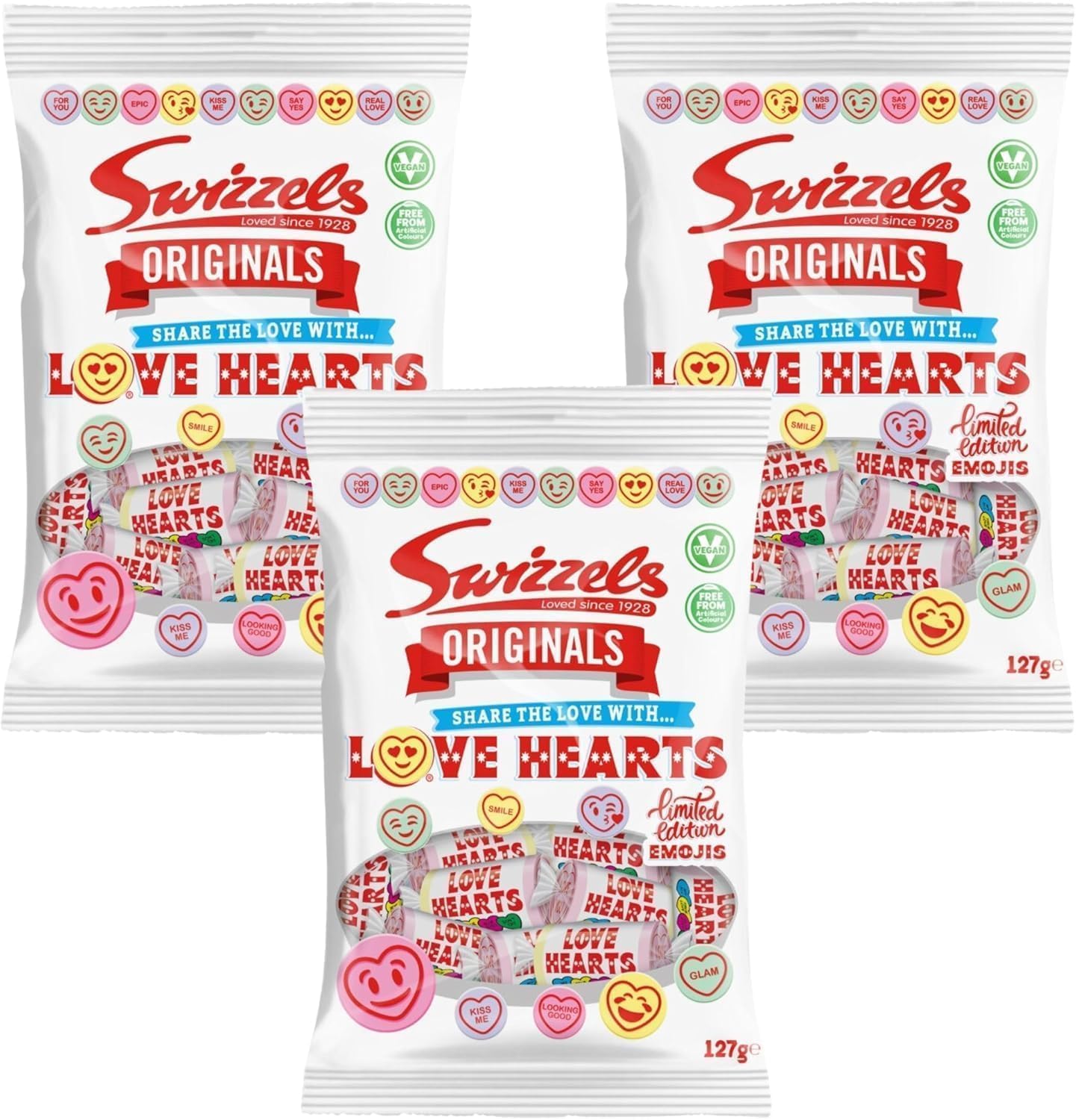Fruity Flavors Sweets Bundle of Joy: Love Hearts & Fruit Flavour Lollipops - Sweet Treat Bags | Share with Family & Friends | Retro Flavour | Natural Ingredients