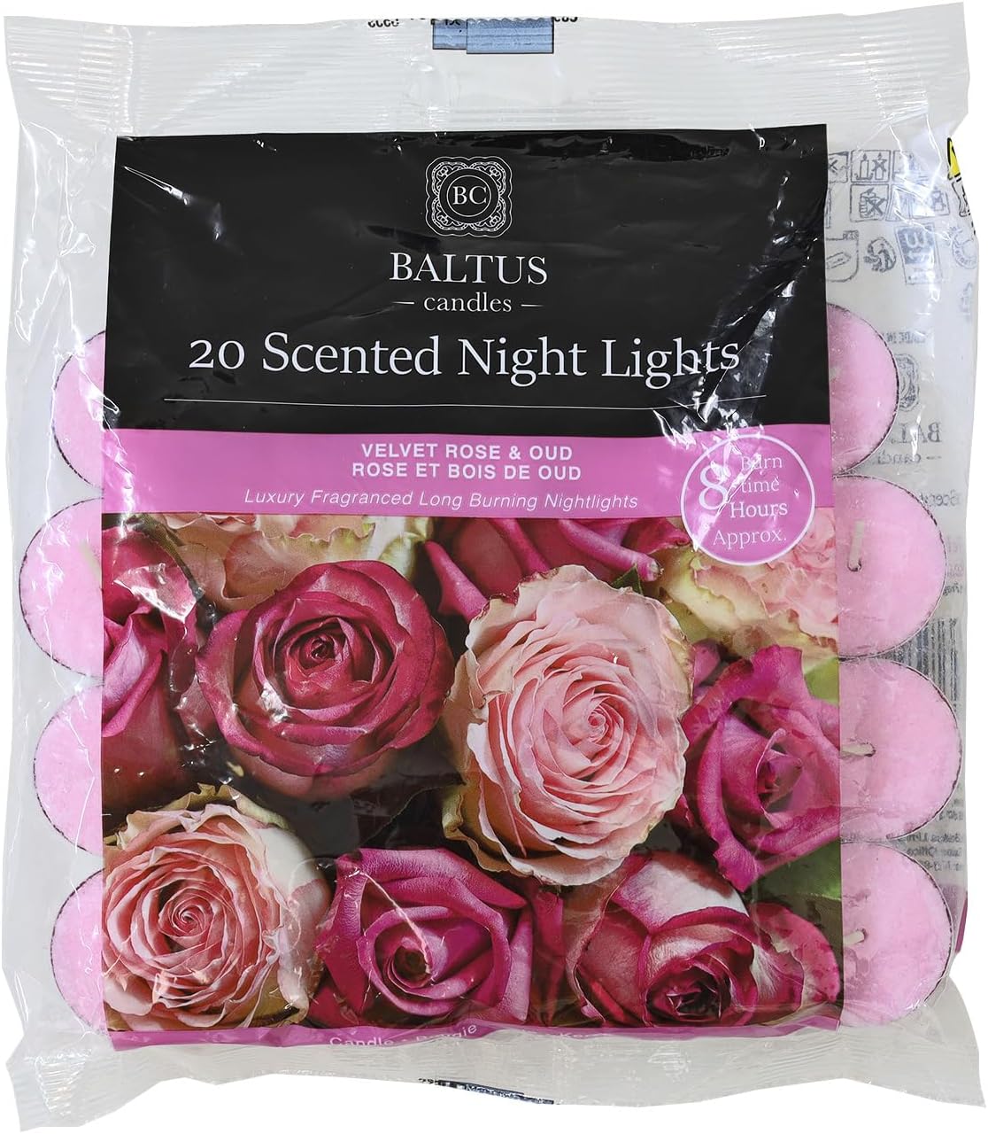 20pc Scented Tealights Night Candle Velvet Rose & Oud 8hrs Burning Time Baltus