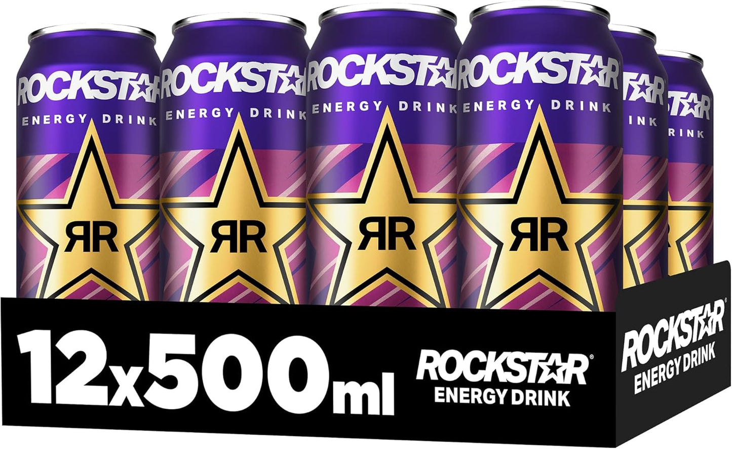 Rockstar Energy Drink Tropical Guava Flavour - Caffeinated Soft Drink for Energy Kick, Disposable (12 x 500 ml) (Packaging Design May Vary)