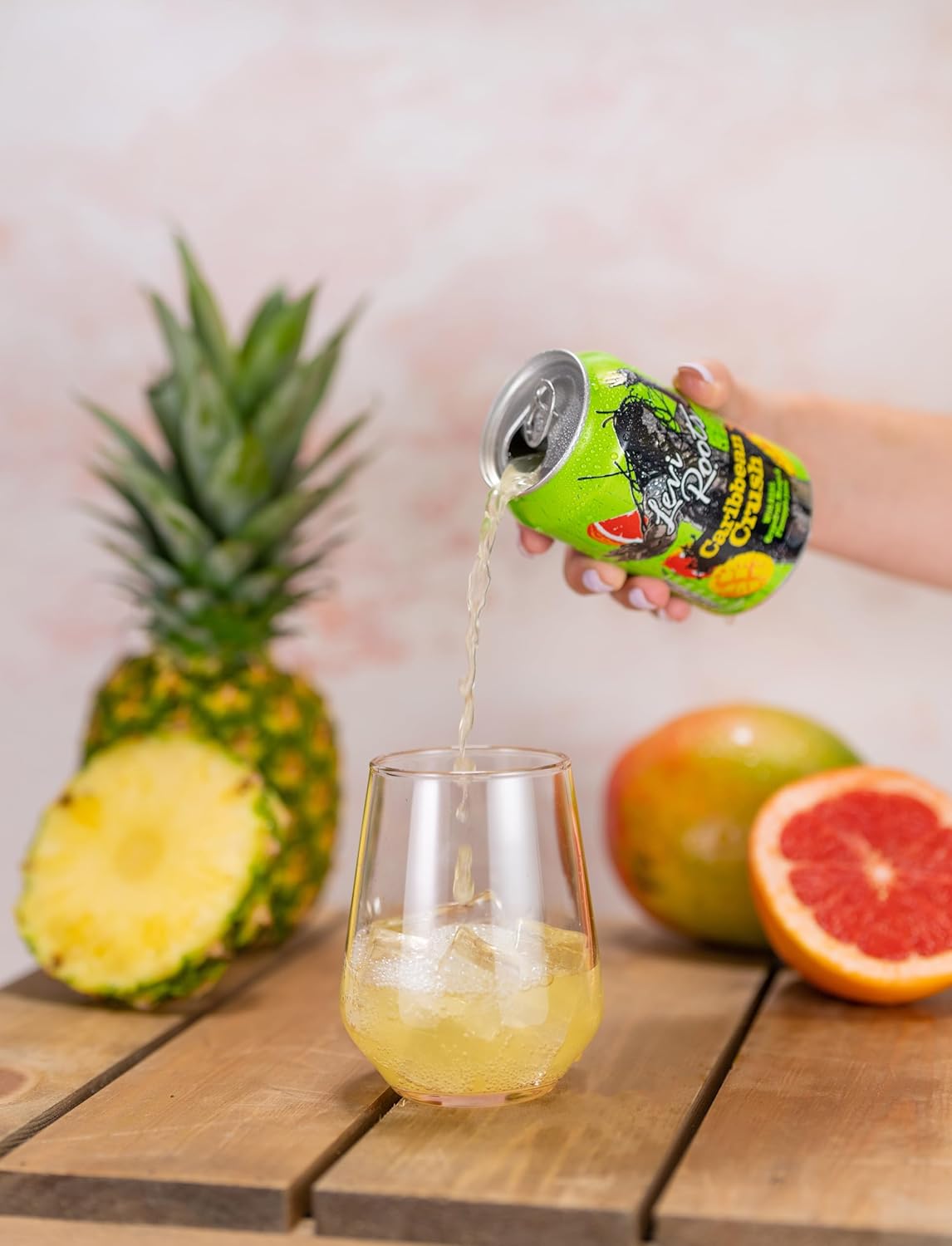 Levi Roots Caribbean Crush – Sparkling Fruit Juice Drink – Grapefruit, Mango & Pineapple – 24 x 330ml Cans – Vegetarian – Tropical Flavour – Party & Vending Pack