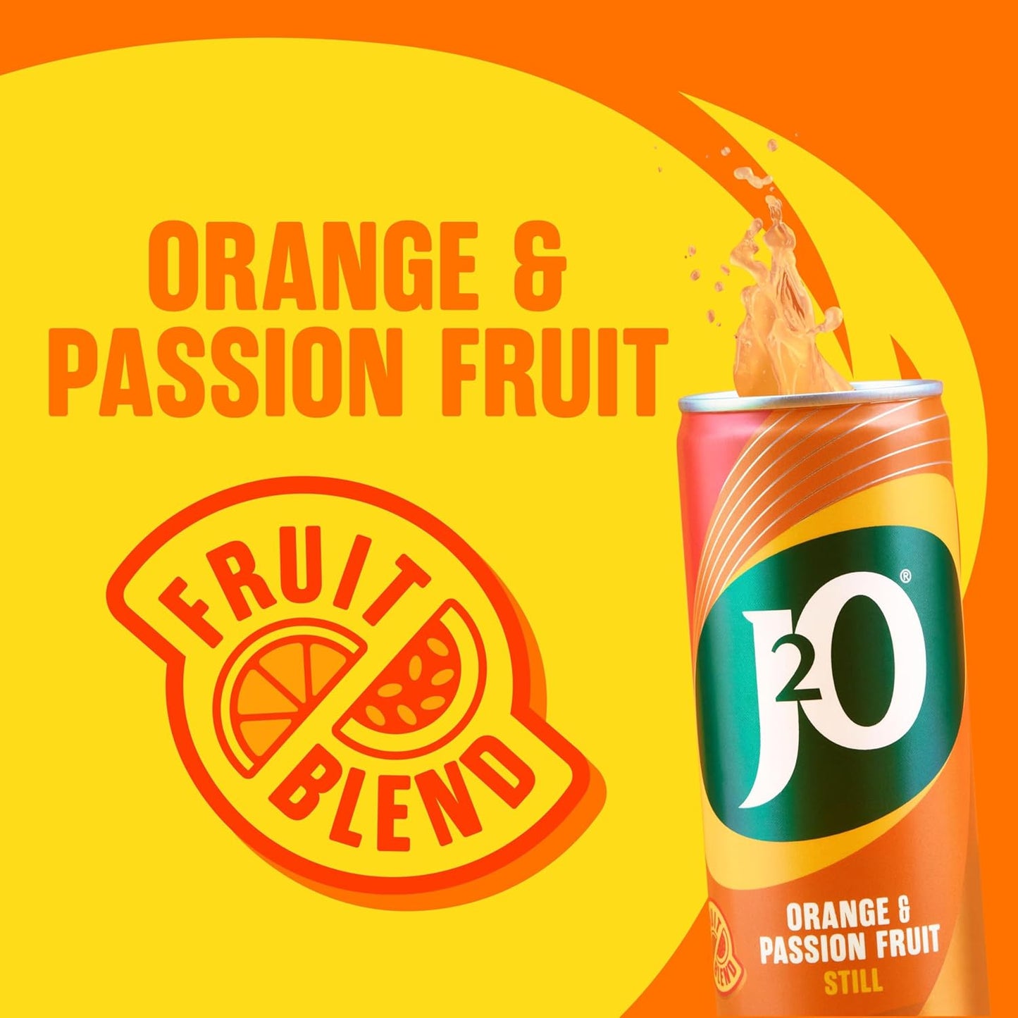 J2O Fruit Juice, Orange and Passion Fruit, 250ml Cans (Pack of 12)
