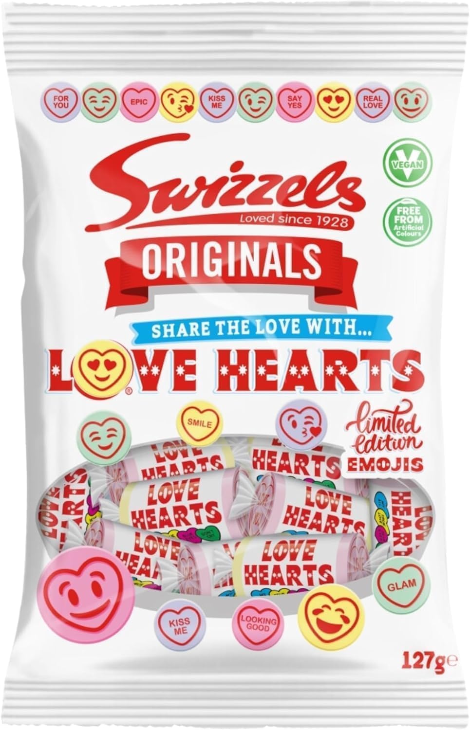Fruity Flavors Sweets Bundle of Joy: Love Hearts & Fruit Flavour Lollipops - Sweet Treat Bags | Share with Family & Friends | Retro Flavour | Natural Ingredients