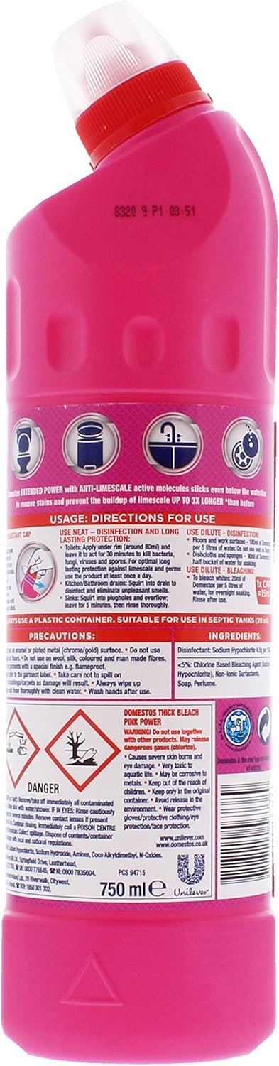 Domestos Bleach Pink Power, 9 x 865 , 7785 g