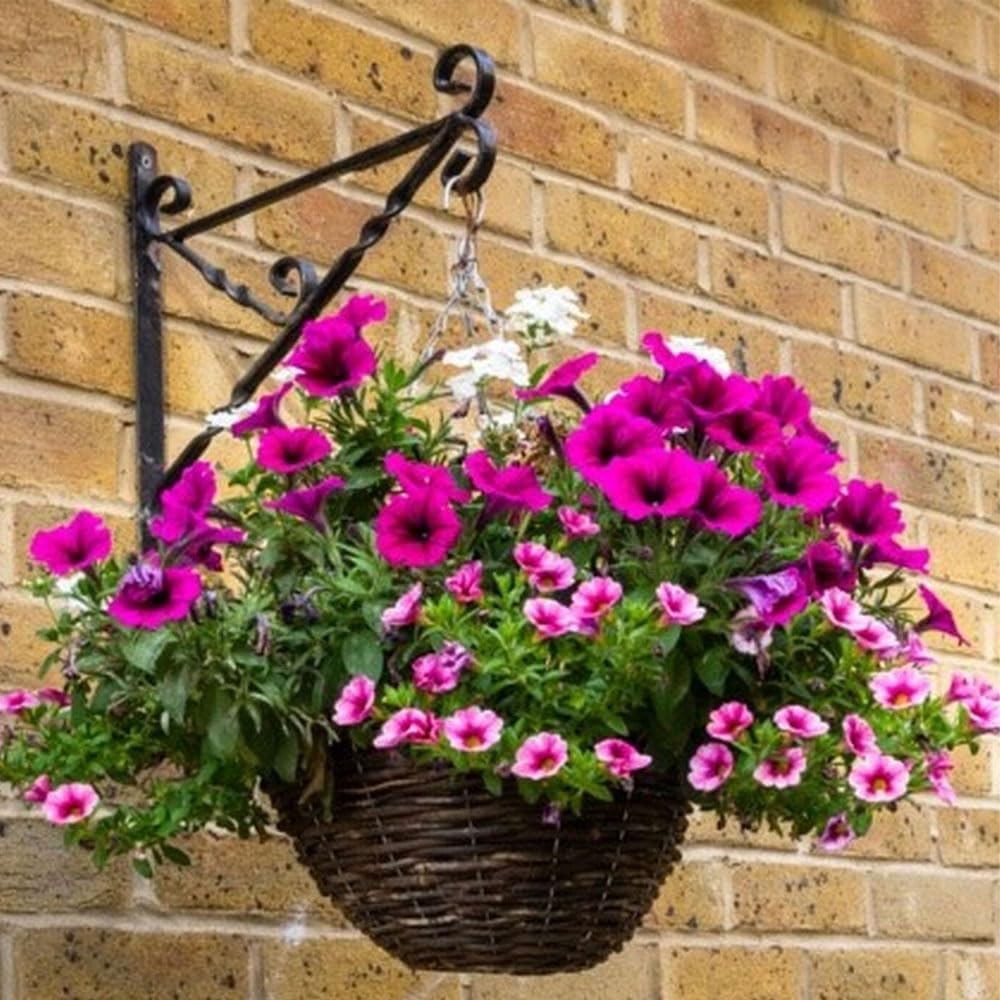 36cm 14Inch Hanging Wicker Basket Planters – Natural Rattan Willow Hanging Flower Pots with Polythene Liner & Metal Chain – Large Decorative Hanging Planters for Indoor & Outdoor Garden, Balcony ( 2 )