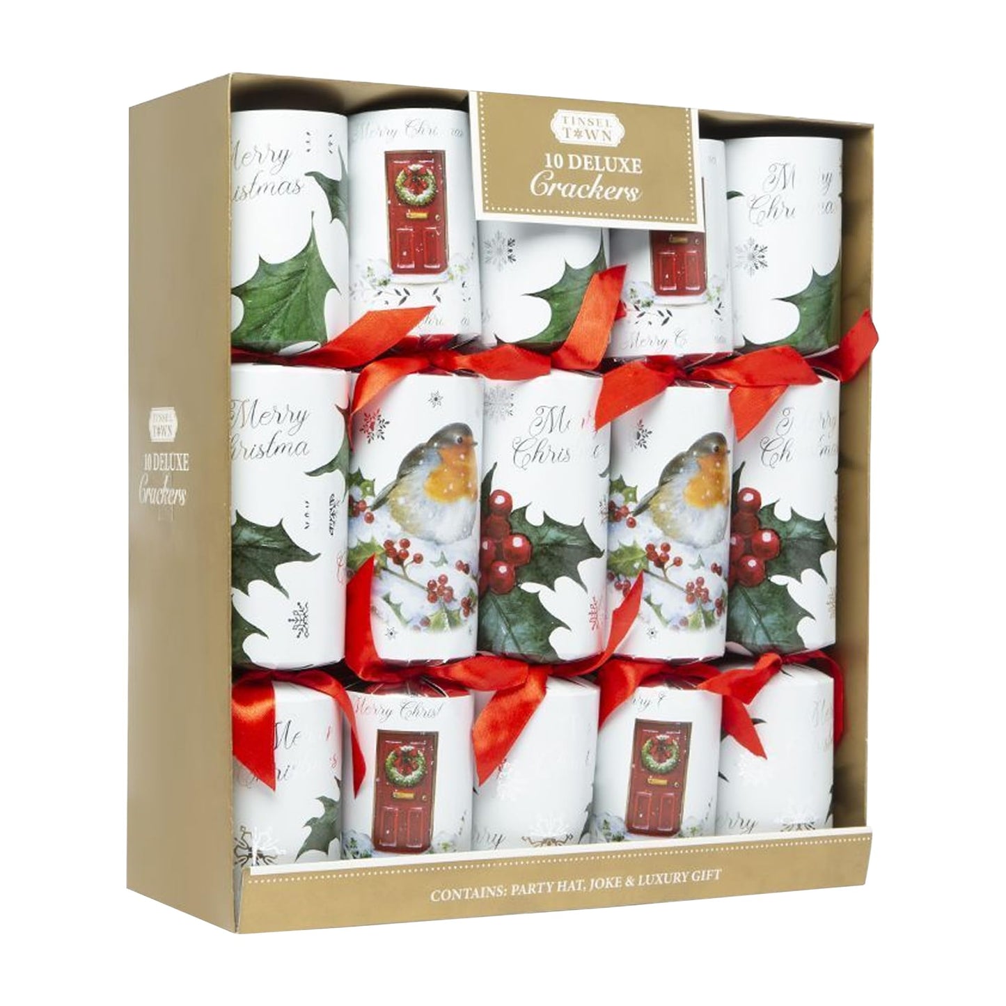 OnlineStreet Classic Christmas Party Crackers for loved ones | Birthday Party Crackers | Luxury Christmas Party Crackers | Multicolour (Robin & Holly - Pack of 10)
