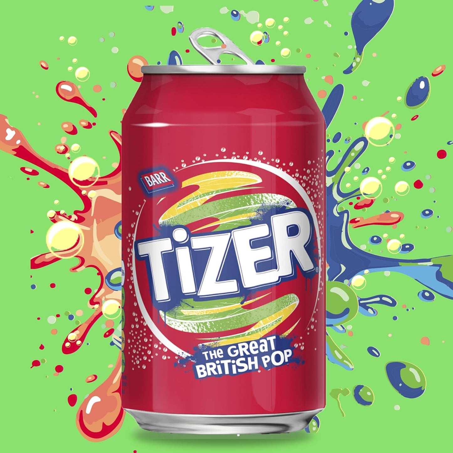 BARR Tizer 24 Pack Citrus Flavoured Fizzy Drink "Fizzingly Fun" - 24 x 330ml Cans