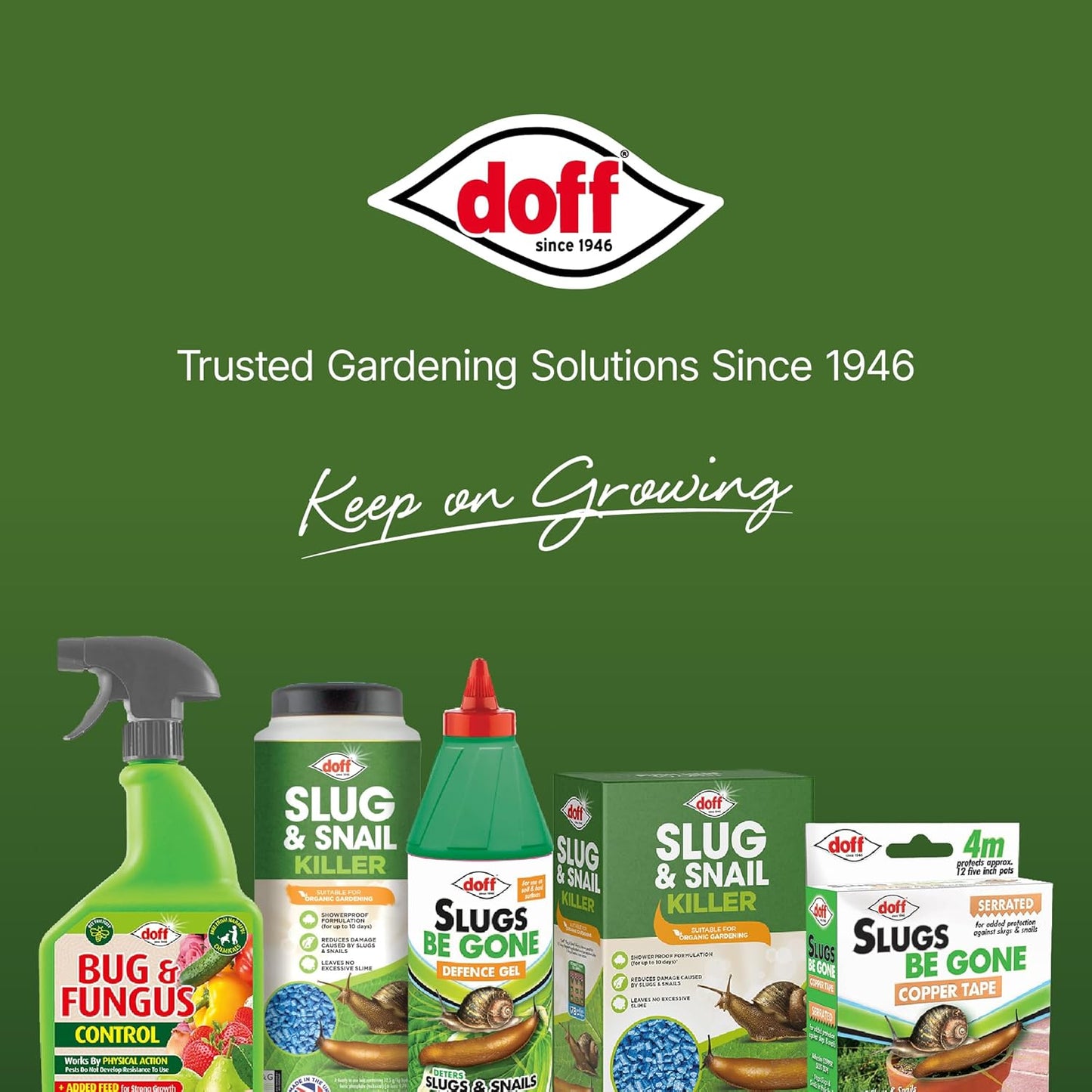 Doff Slug & Snail Killer - 400g Slug Pellets for Garden - Ferric Phosphate Slug and Snail Pellets - Long Lasting Pest Control in Damp Conditions for Up to 14 Days - Crop Friendly