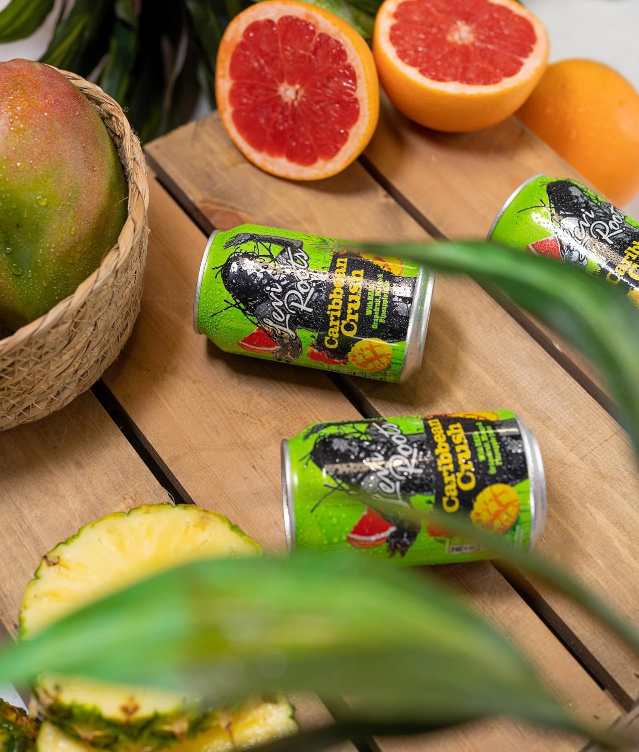 Levi Roots Caribbean Crush – Sparkling Fruit Juice Drink – Grapefruit, Mango & Pineapple – 24 x 330ml Cans – Vegetarian – Tropical Flavour – Party & Vending Pack