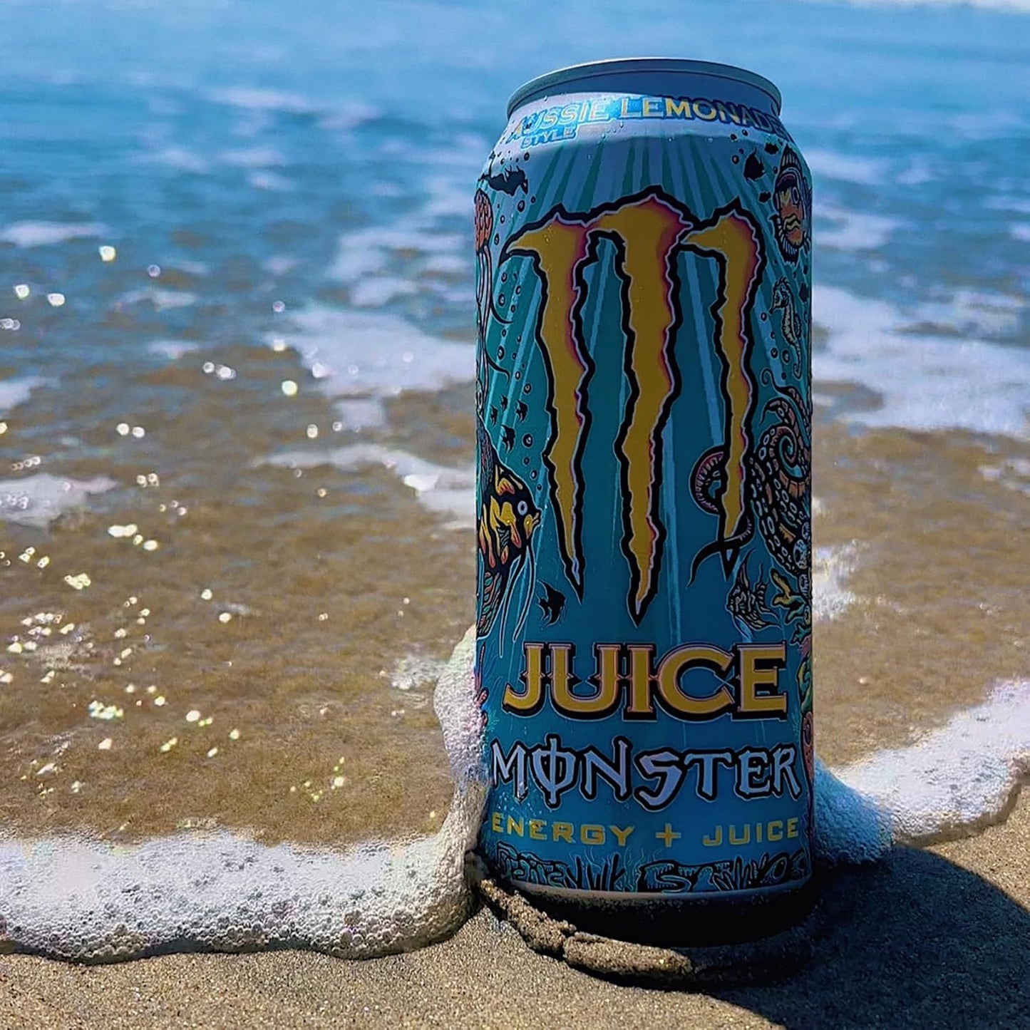 Monster Energy Juiced Aussie Style Lemonade - Caffeinated Energy Drink with Refreshing Citrus Flavour - in Practical Disposable Tins (12 x 500 ml)