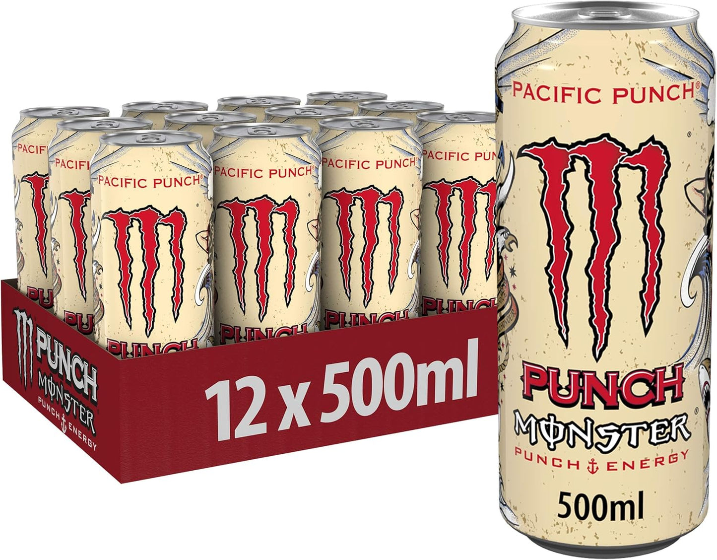 Monster Energy Pacific Punch, 12 x 500 ml, disposable box, with a mix of raspberry, guava and cherries