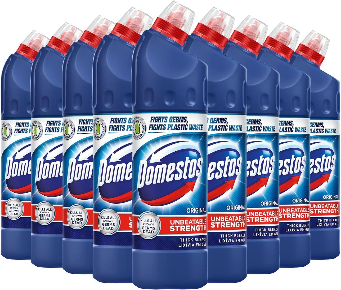 Domestos Thick Bleach Pink Power Multi-Purpose Disinfectant Anti-Bacterial Surface Cleaner Gel Limescale Remover for Toilet, Bathroom and Kitchen, 750ml