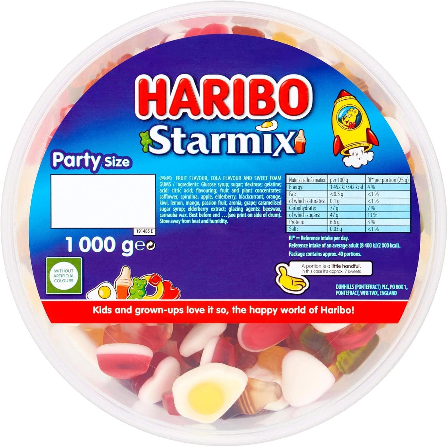 Haribo Starmix Sweets Party Tub, 1kg