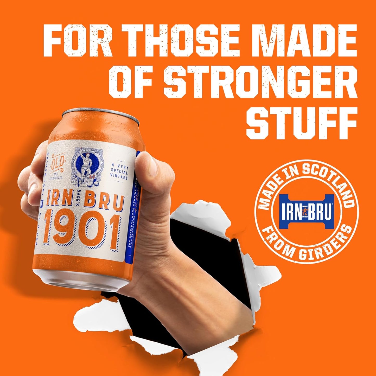 IRN-BRU 1901, 24 Pack A Very Special Vintage Recipe, No Caffeine, Full Sugar, Taste The First Ever IRN-BRU Recipe - 24 x 330ml Cans