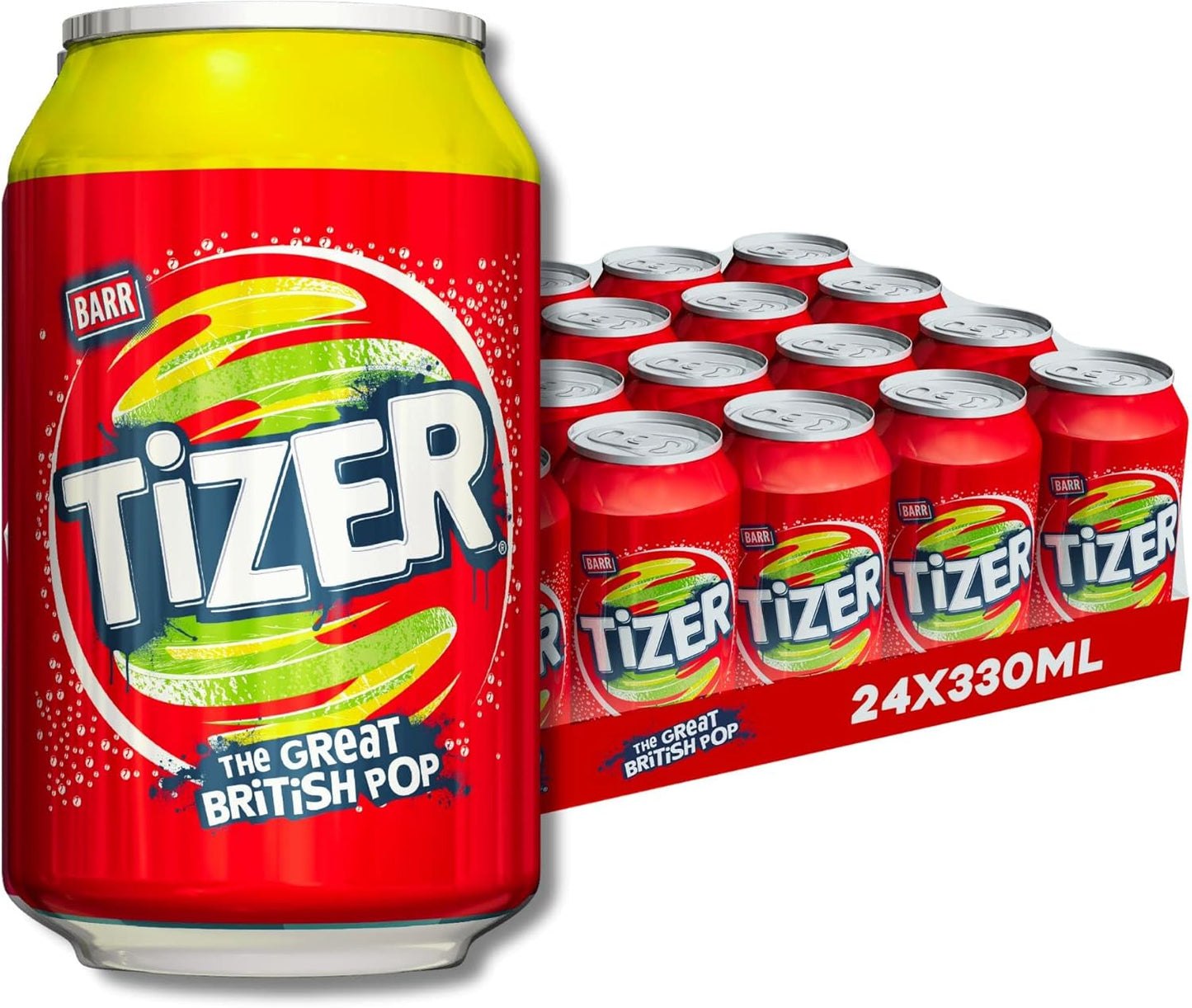 BARR Tizer 24 Pack Citrus Flavoured Fizzy Drink "Fizzingly Fun" - 24 x 330ml Cans