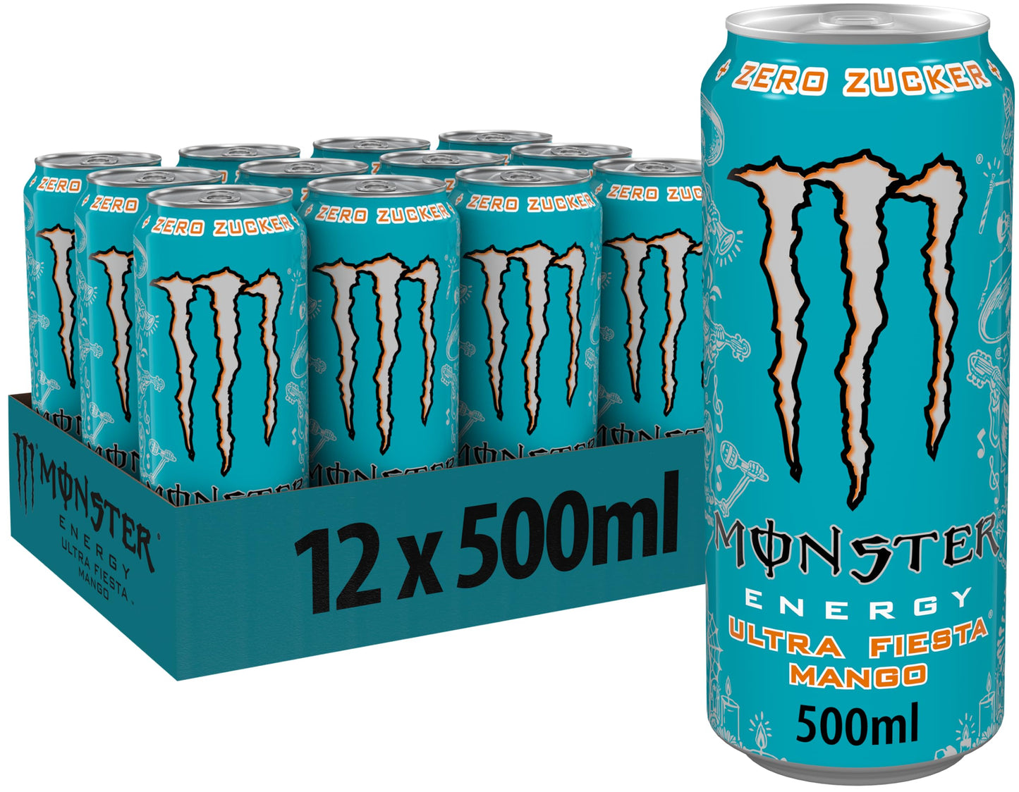 Monster Energy Ultra Fiesta, 12 x 500 ml, disposable can, zero sugar and zero calories