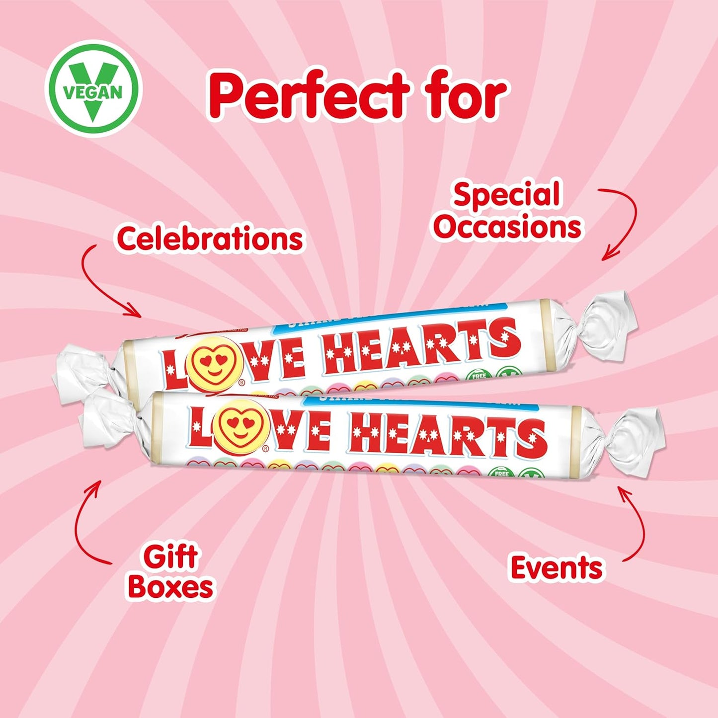 Swizzels Giant Love Hearts ,24 Count (Pack of 1)